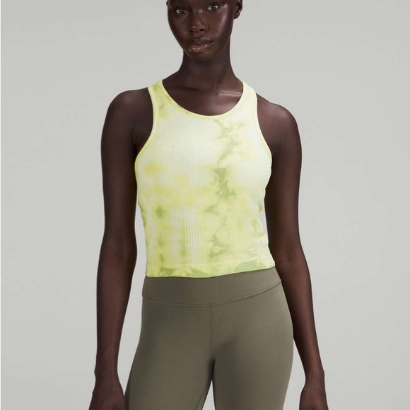 lululemon athletica Tops - Lululemon Ebb to Street Cropped Racerback Tank Top
Marble Dye Wasabi size 6